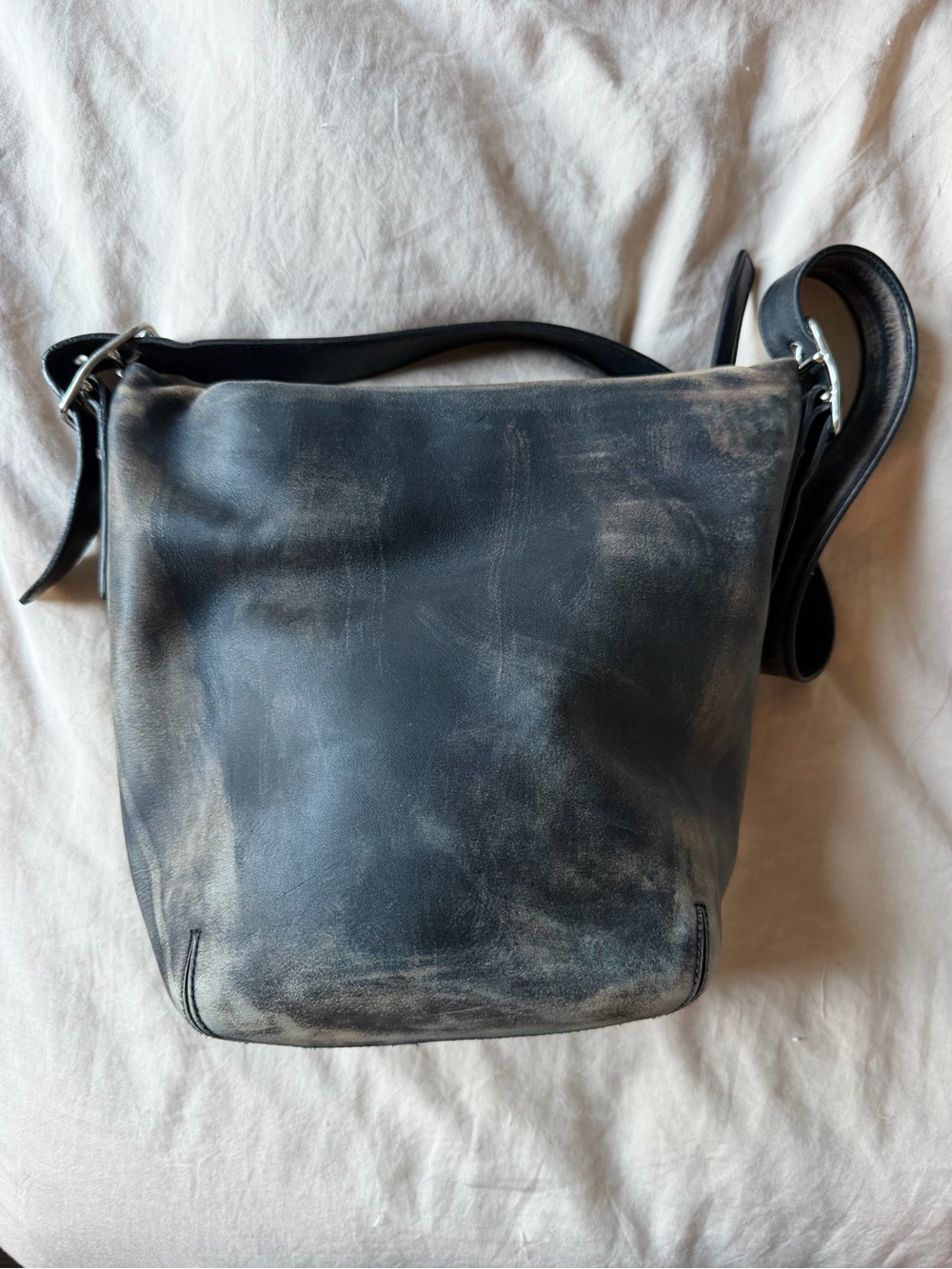 Vintage COACH #9186 Small Duffle Sac Black Leather Distressed Loved Leather - Picture 2 of 9